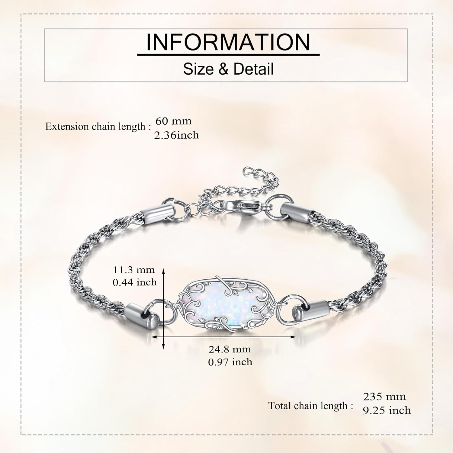 Opal Bracelet 925 Sterling Silver Filigree Opal Bracelet Jewelry for Women Mom - Image 4