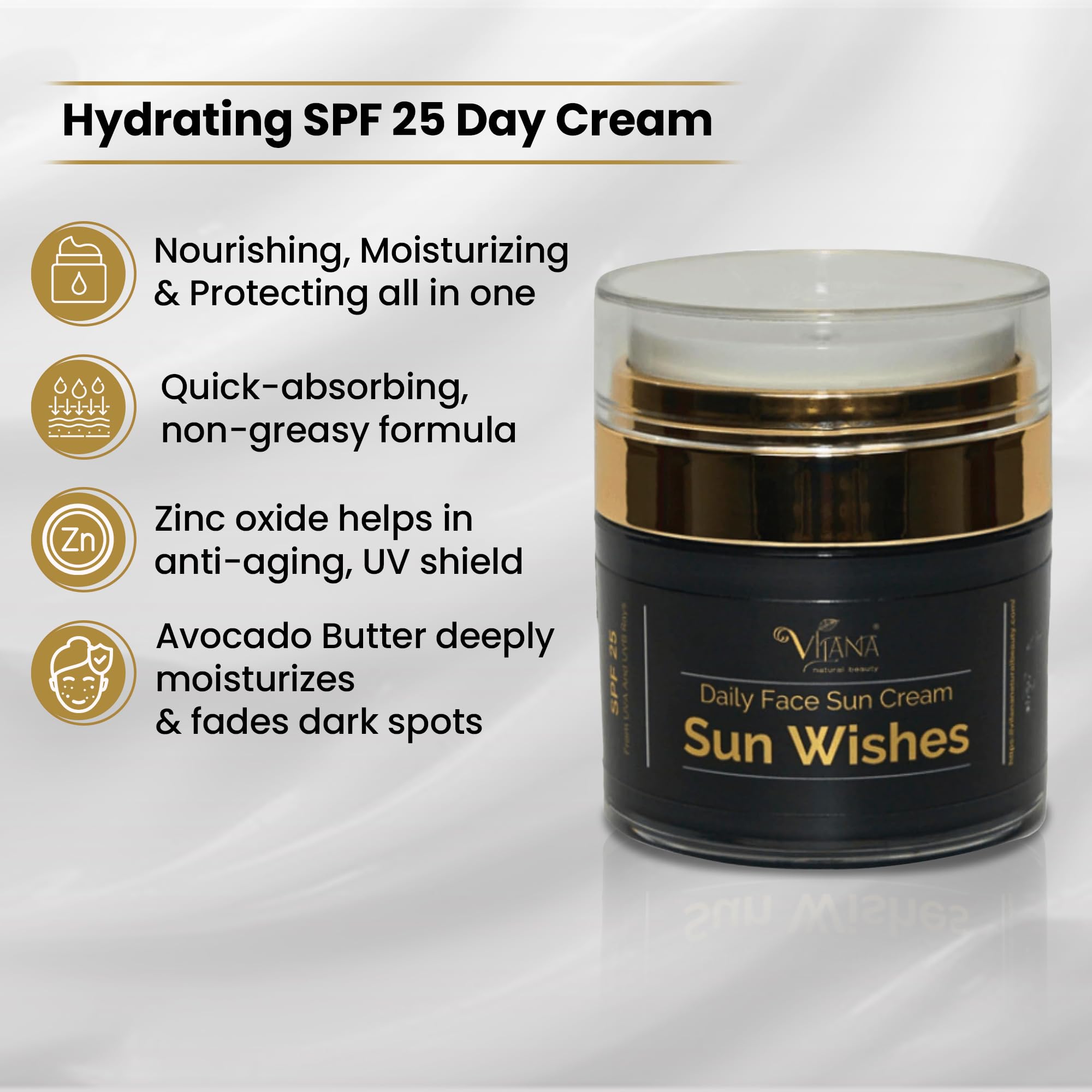 Vilana Natural Beauty Sun Wishes Face Sun Cream Suitable for All Skin Types daily face cream with SPF25 - Image 3