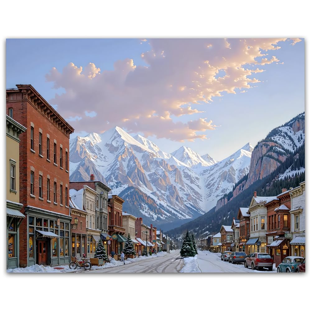 Amazon.com: The Telluride, Colorado Winter Mountain Town 16x20