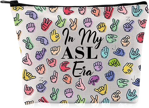G2TUP American Sign Language Gift My ASL Era Makeup Bag ASL Cosmetic Bag ASL Teacher Gift Zipper Travel Bag My ASL Era MB