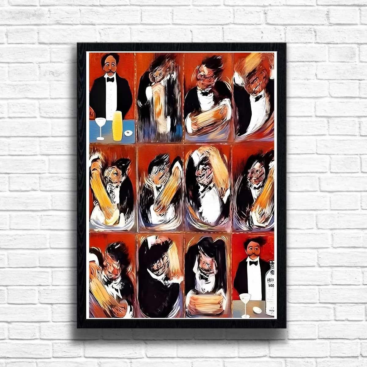 Guy Buffet The Making Of Perfect Martini Poster, Vintage Poster Wall Art Decor, Bar, Kitchen, Dining Room, A4 and A3 size options. Framed or only print options (A3 Framed (Black))