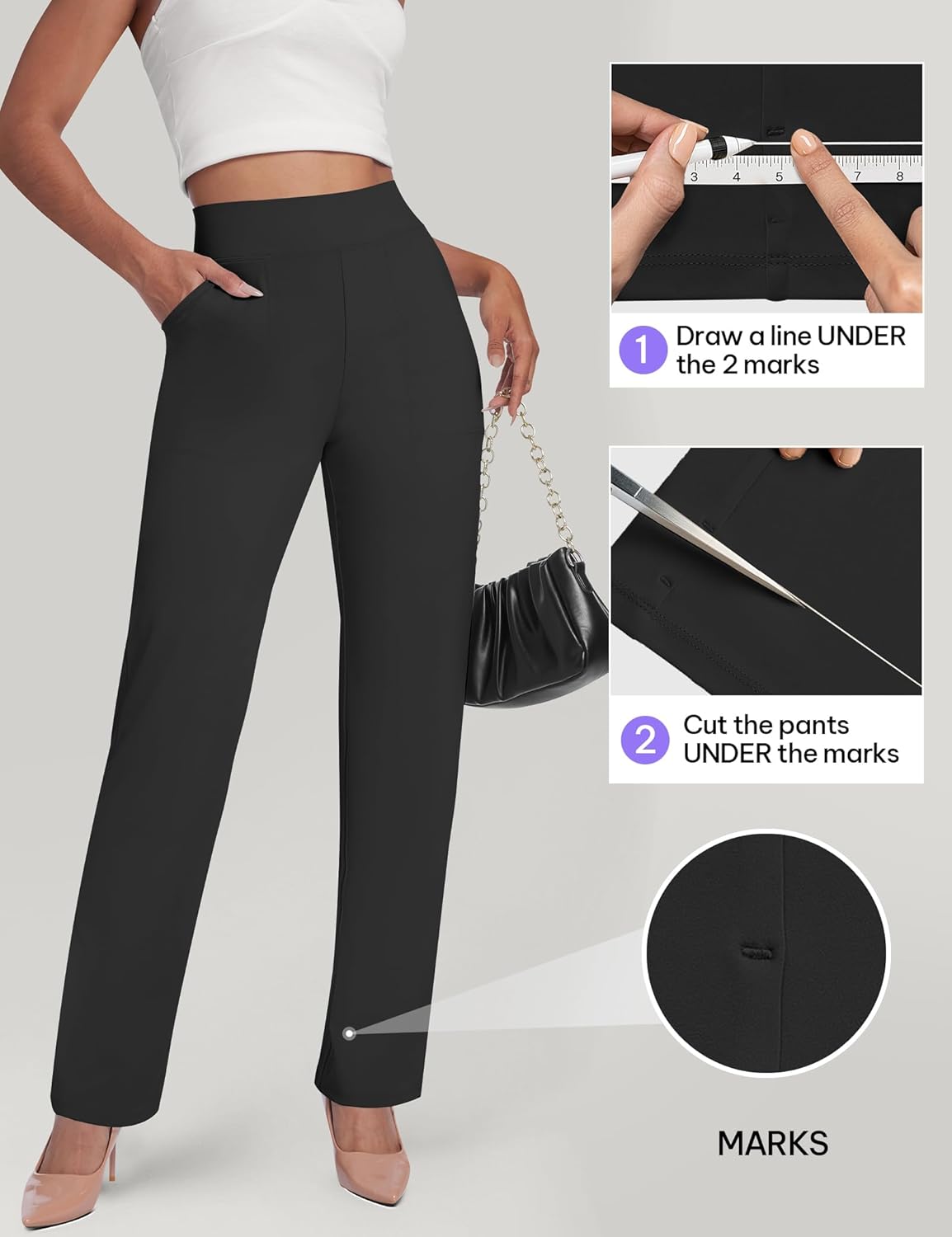 AVAMO Womens Yoga Pants Straight Leg Stretchy Work Pants High Waist Pull On Business Casual Office Slacks with Pockets - Image 6