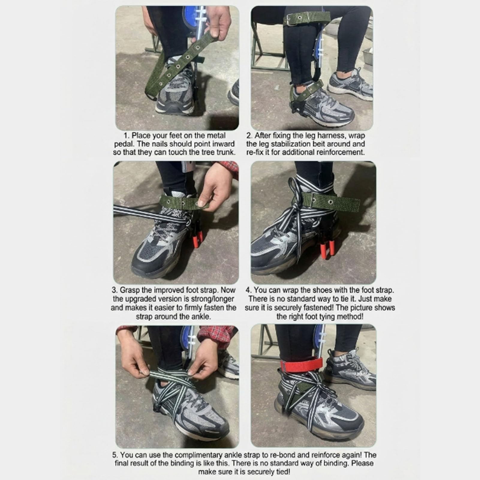 Púas para Trepar árboles con Núcleo de Acero con Revestimiento de PVC Antideslizante, Correas Acolchadas, Cierres de Doble Hebilla para Recolección de Frutas, Cosecha de Huertos,