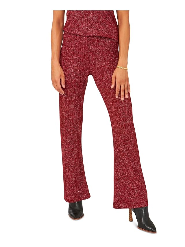 Vince Camuto Womens Ribbed Metallic-Threaded Pants