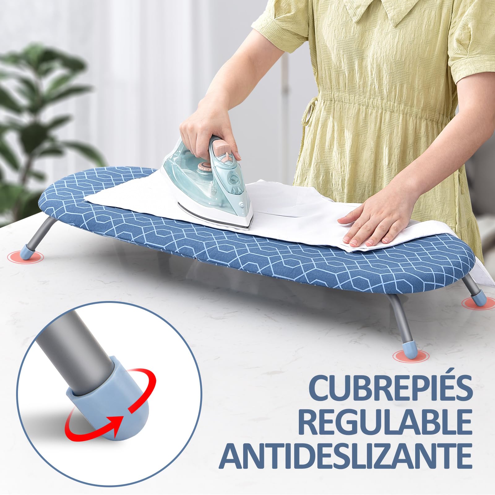 KINGRACK Tabla de Planchar Plegable, 31x82 cm, Azul | Plegable y portátil, pies antideslizantes, ideal para uso doméstico y viajes