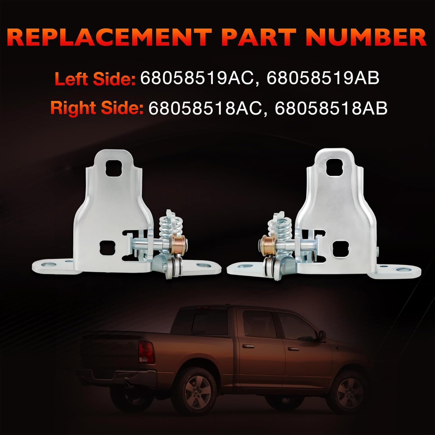Front Lower Door Hinge Left and Right Compatible with Dodge Ram 1500 2500 3500 2019-2024, Replace 68058519AC 68058518AC-Driver and Passenger Side