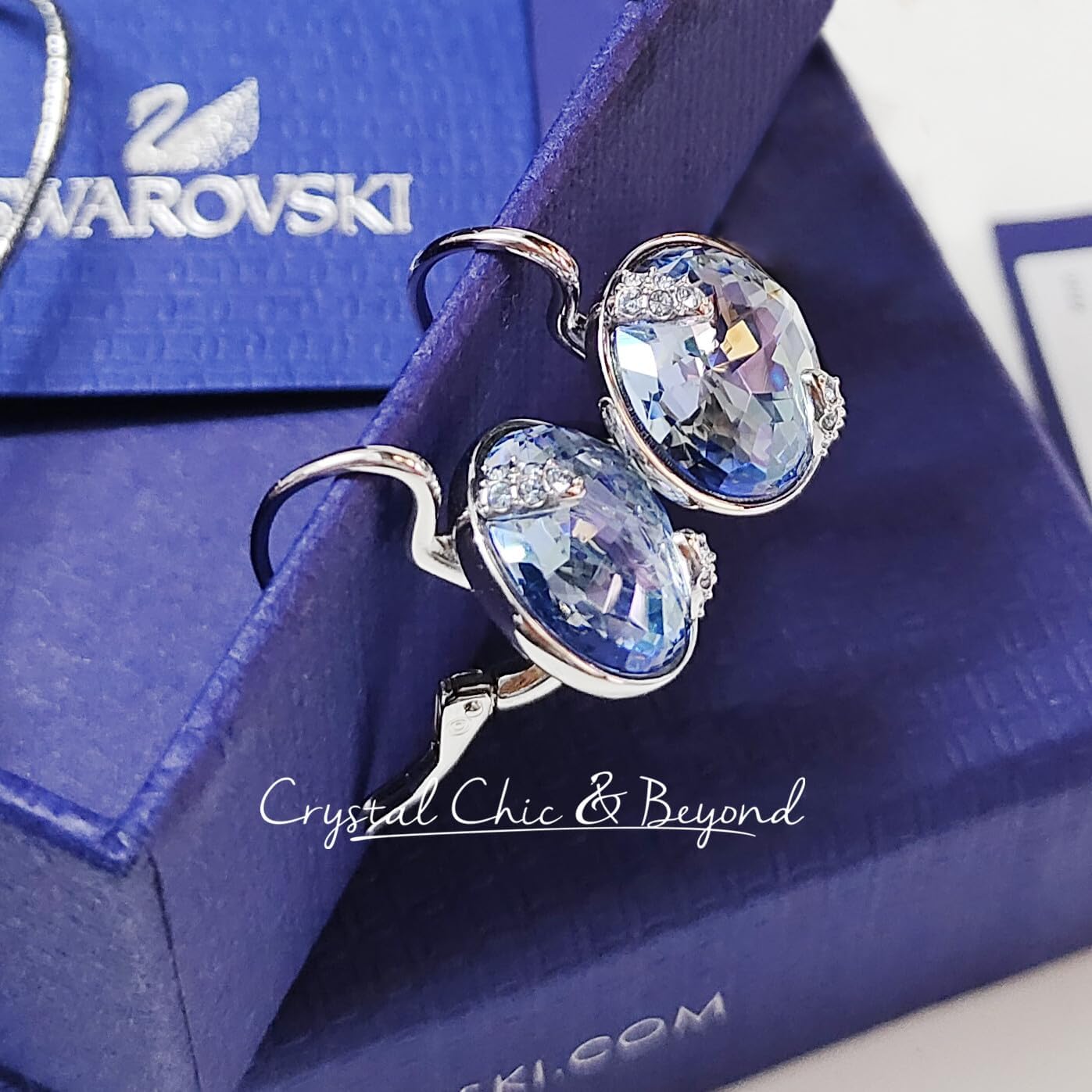 SWAROVSKI Globe Drop Earrings, Round Cut, Blue