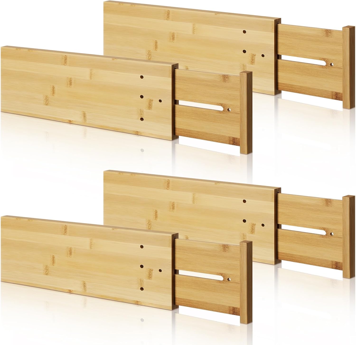 Barydat 4 Pcs Bamboo Kitchen Drawer Dividers, Deep Dresser