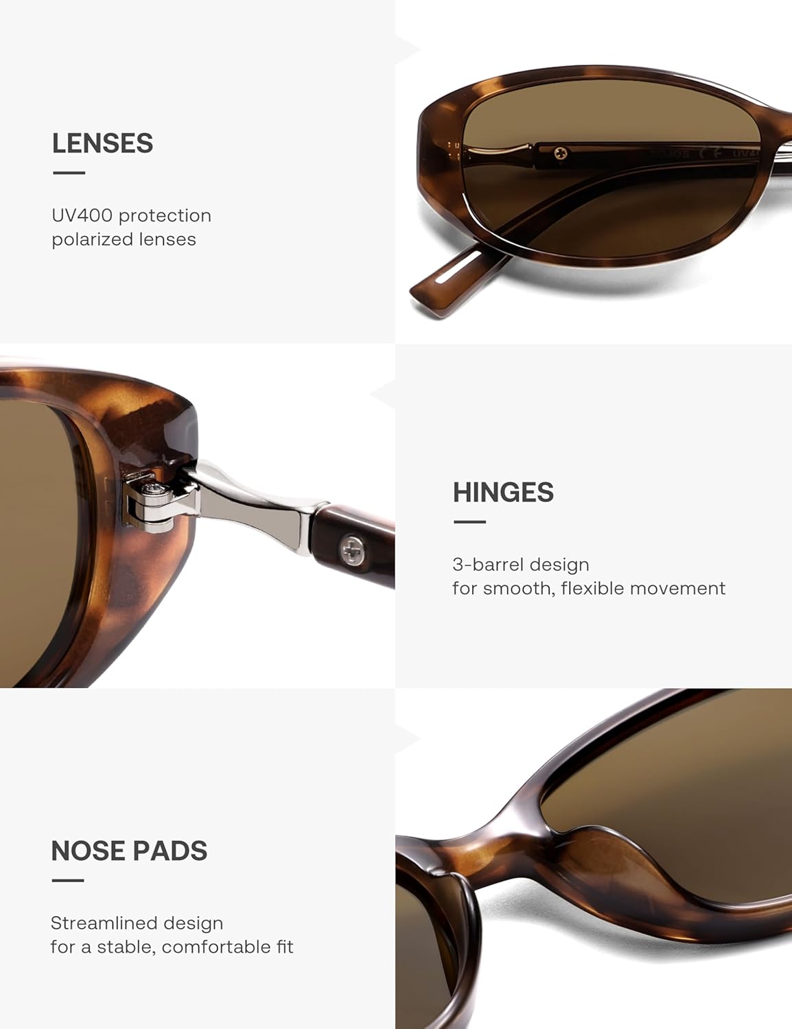 SOJOS Trendy Polarized Retro Oval Sunglasses for Women Chic 90s Sunnies Lightweight Narrow Shades SJ2641 - Image 5