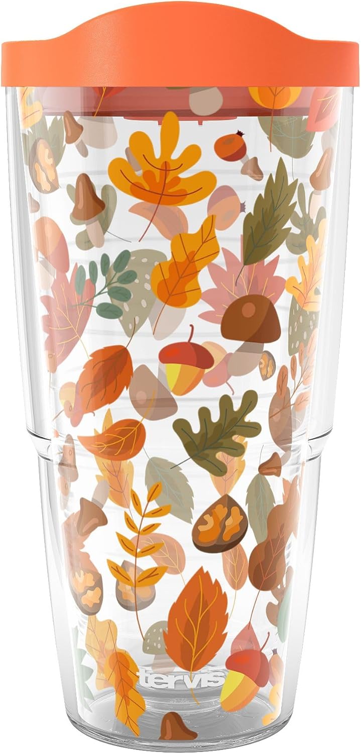 Tervis Awesome Autumn Fall Leaves Made in USA Double Walled Insulated Tumbler Travel Cup Keeps Drinks Cold & Hot, 24oz, Classic