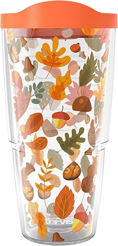 Tervis Impresionante vaso aislado de doble pared con hojas de otoño fabricado en Estados Unidos, mantiene las bebidas frías y calientes, 24 onzas,