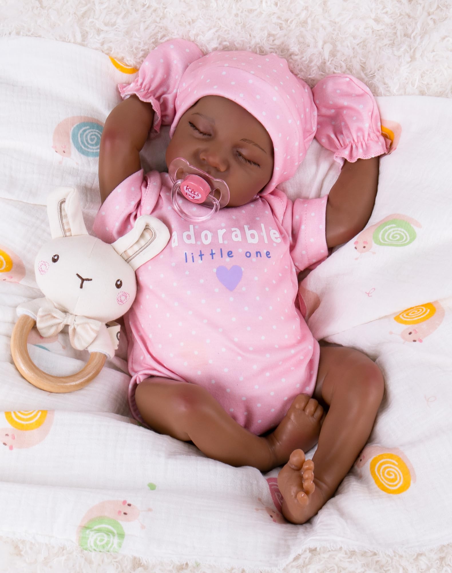 Aori Lifelike Reborn Baby Dolls Black - 18-Inch Realistic American Newborn Real Life Black Girl with Feeding Kit & Gift Box for Kids Age 3+