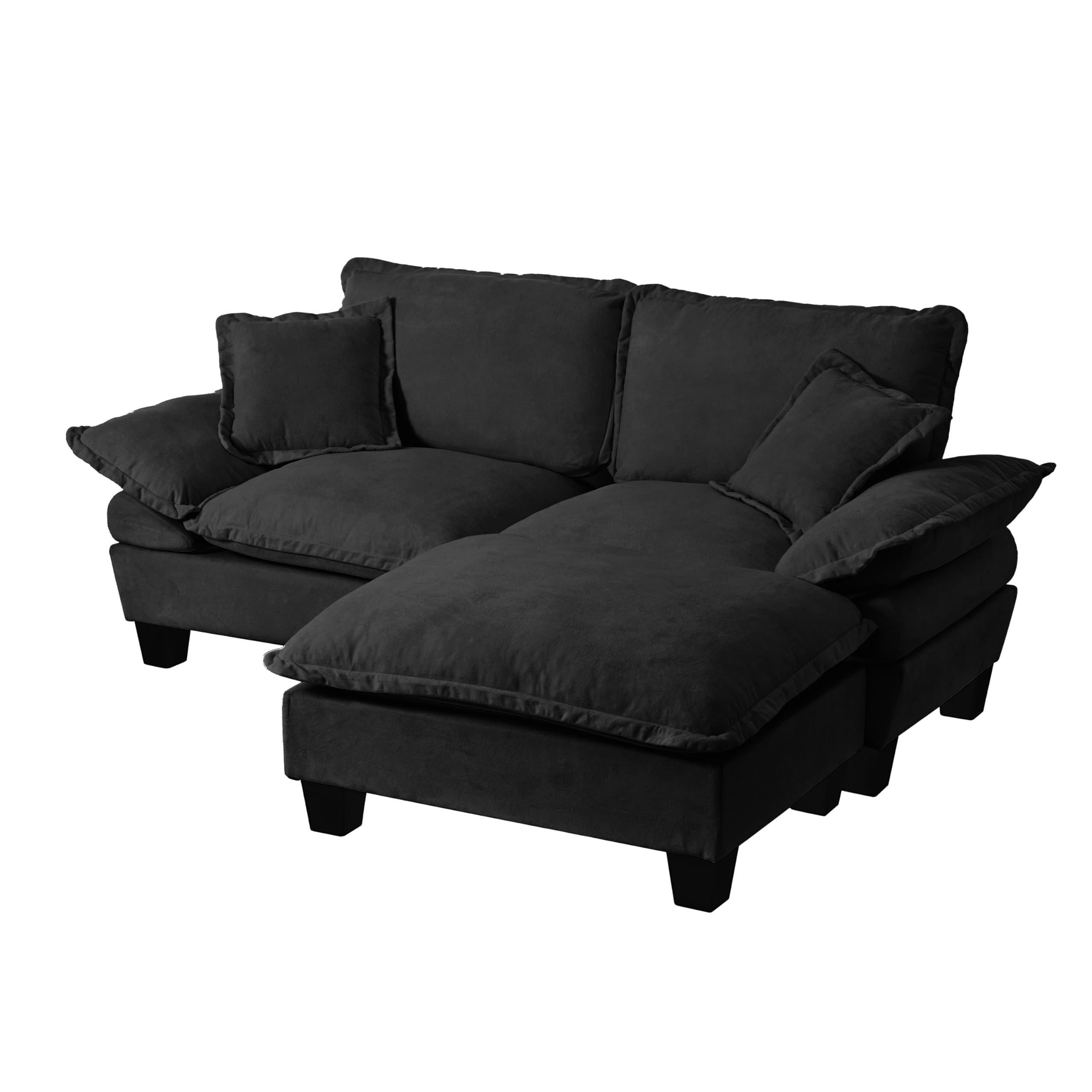 Bladez Sofá modular de 2 plazas, sofá esquinero con otomana, sofá tapizado en forma de L, para sala de estar, apartamento, muebles de salón, color negro