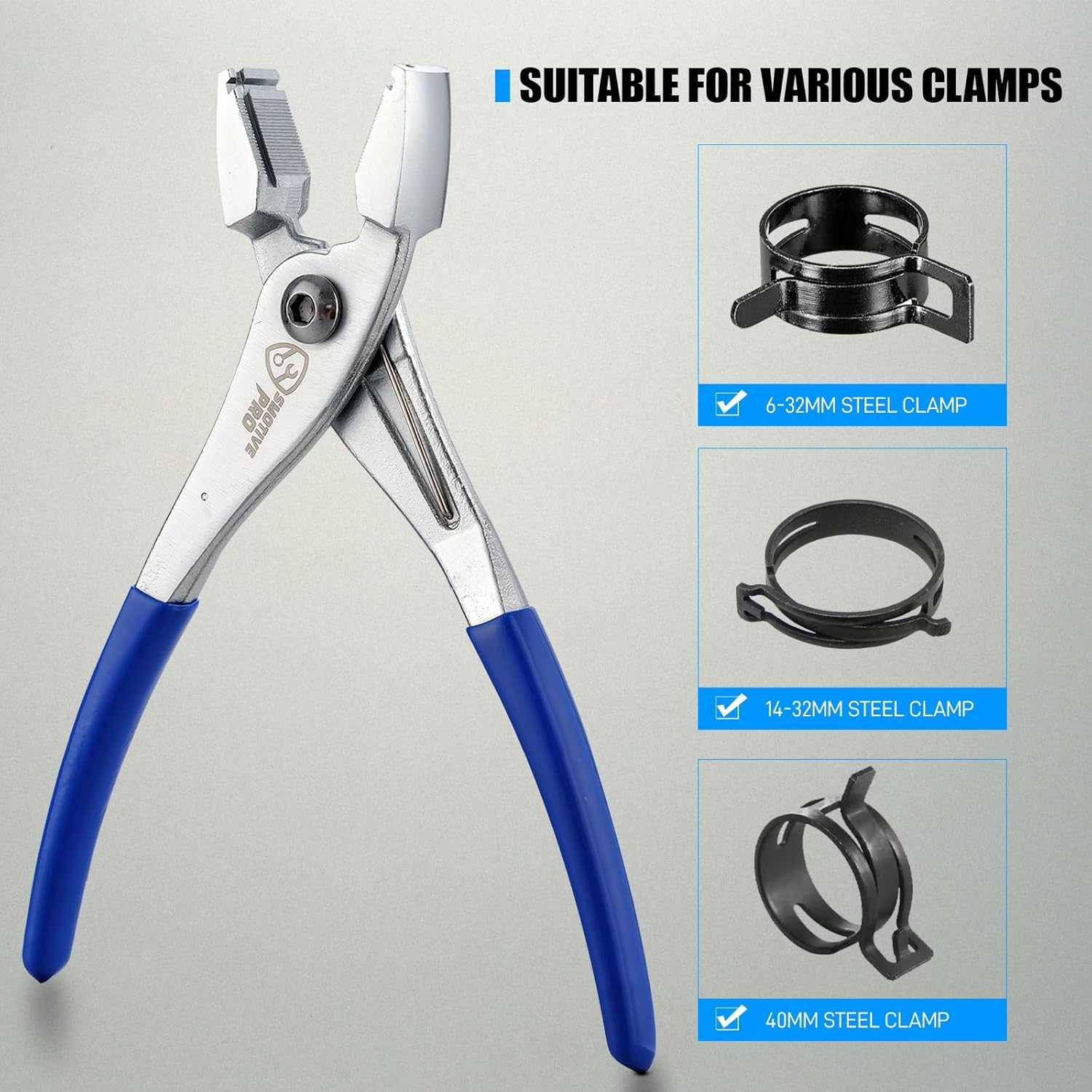 SMOTIVEPRO Multi-Directional Hose Clamp Pliers, Multi Directional Universal Automotive Repair Plier for Fuel Lines, Radiator Hoses, Hold Clamps