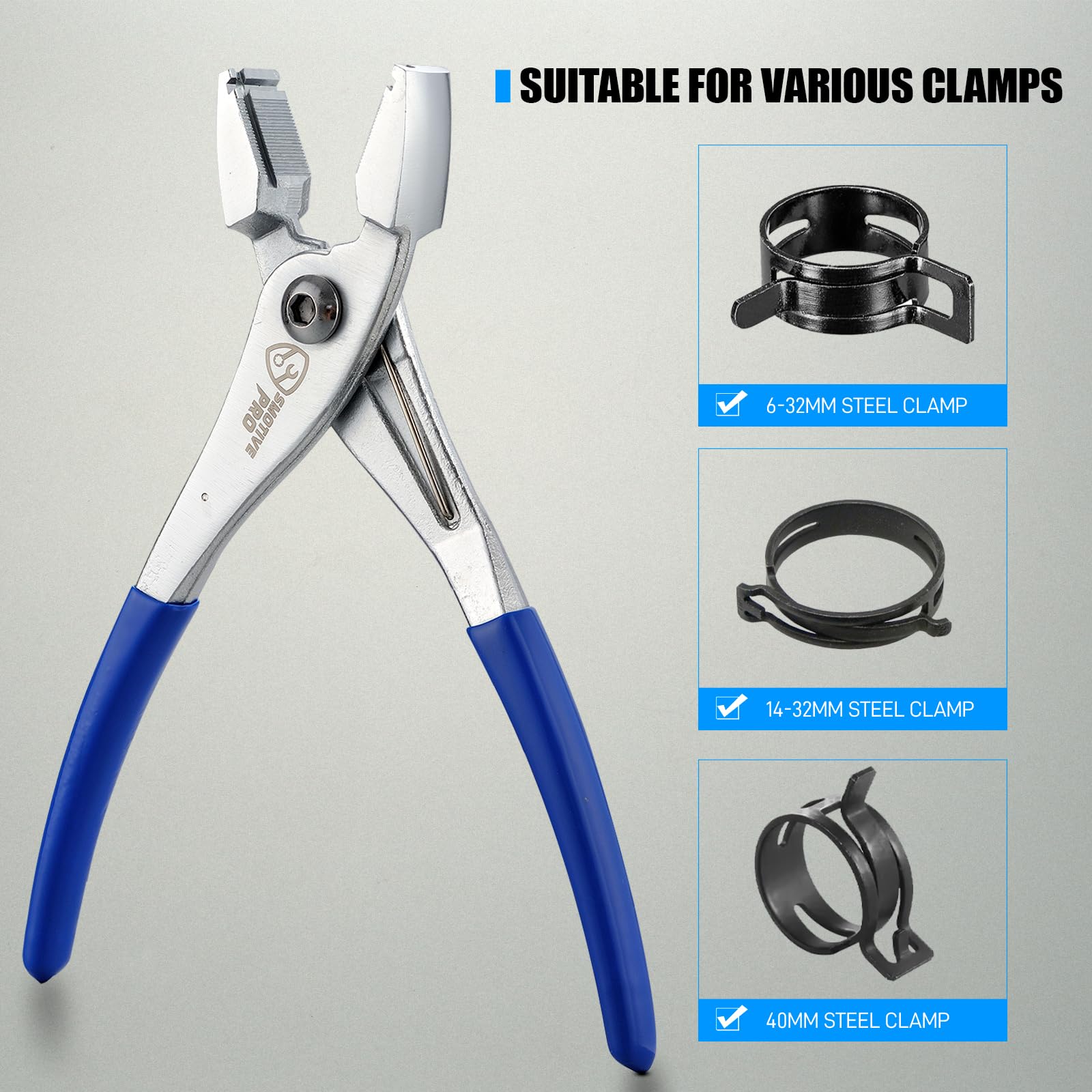 SMOTIVEPRO Pince à colliers de serrage multi-angle pour conduites de carburant et tuyaux de refroidissement, cruciformes pour tous les types de colliers de serrage, pince de serrage avec poignée