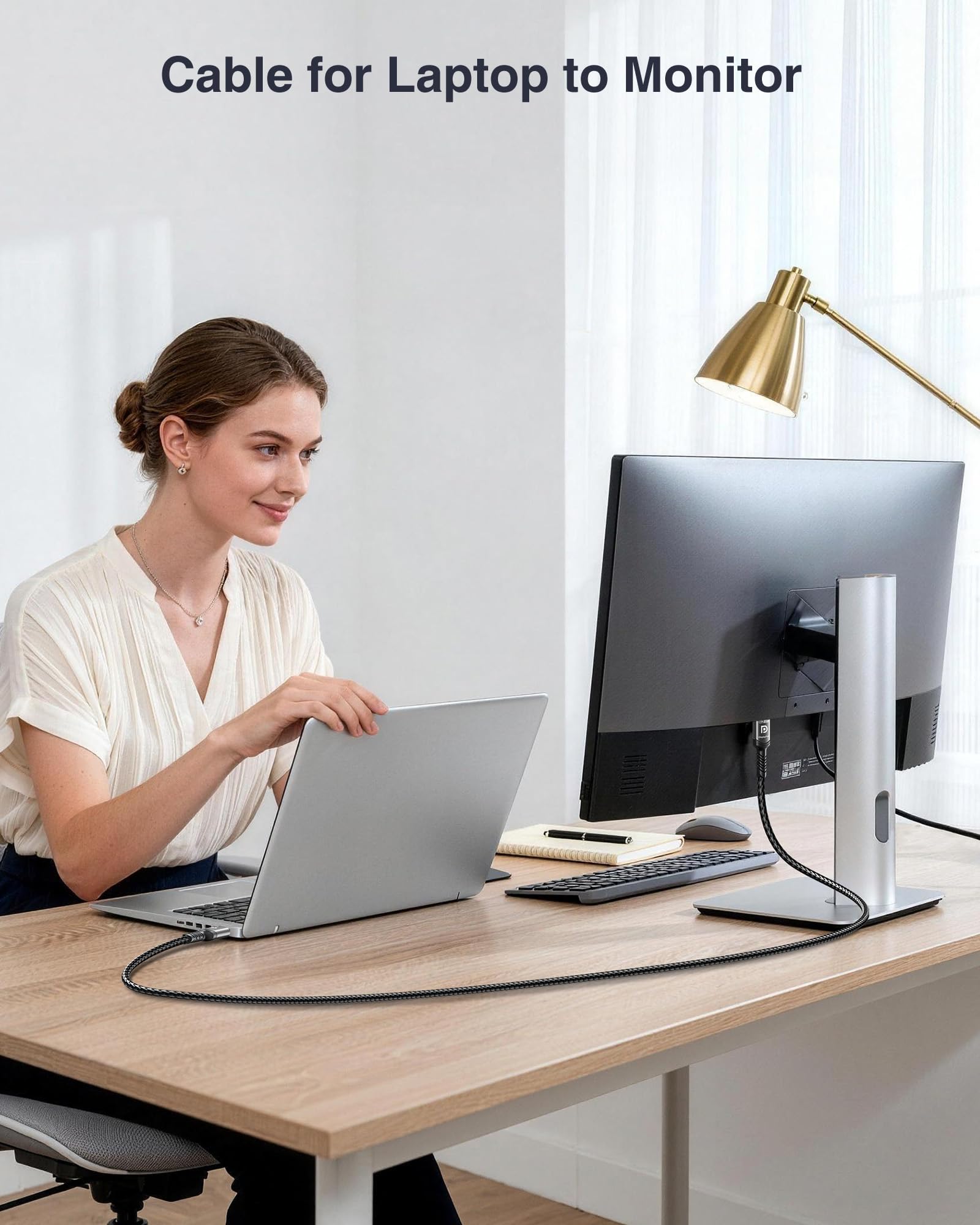 Ubluker 10K 8K 4K Câble DisplayPort 2.1 54Gbps 2M, Certifié Câble DP vers DP 4K 240Hz 165Hz 144Hz 120Hz 10K 8K 60Hz Nylon Tressé UHBR HDCP2.3 FreeSync G-Sync RTX5090 Moniteur Projecteur PC