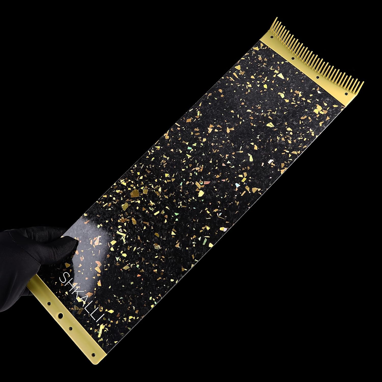 Carbon Fiber Balayage Board with Comb Teeth, Ultra-Thin & Lightweight Highlighting Tool for Hair Coloring, Balayage & Ombre Styling (Glitter Gold) (Size XL_130555)