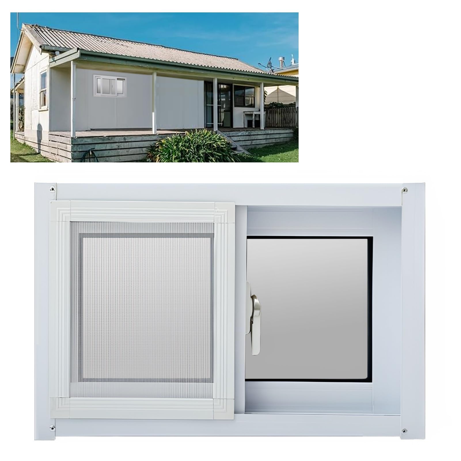 Ventana del Sótano de Aluminio 40x40cm 40x50cm 40x60cm 40x80cm 50x50cm con Mosquitera para Baños, Cobertizos, Gallineros, Cabañas(HXW 40X80CM/15.7X31.4IN)