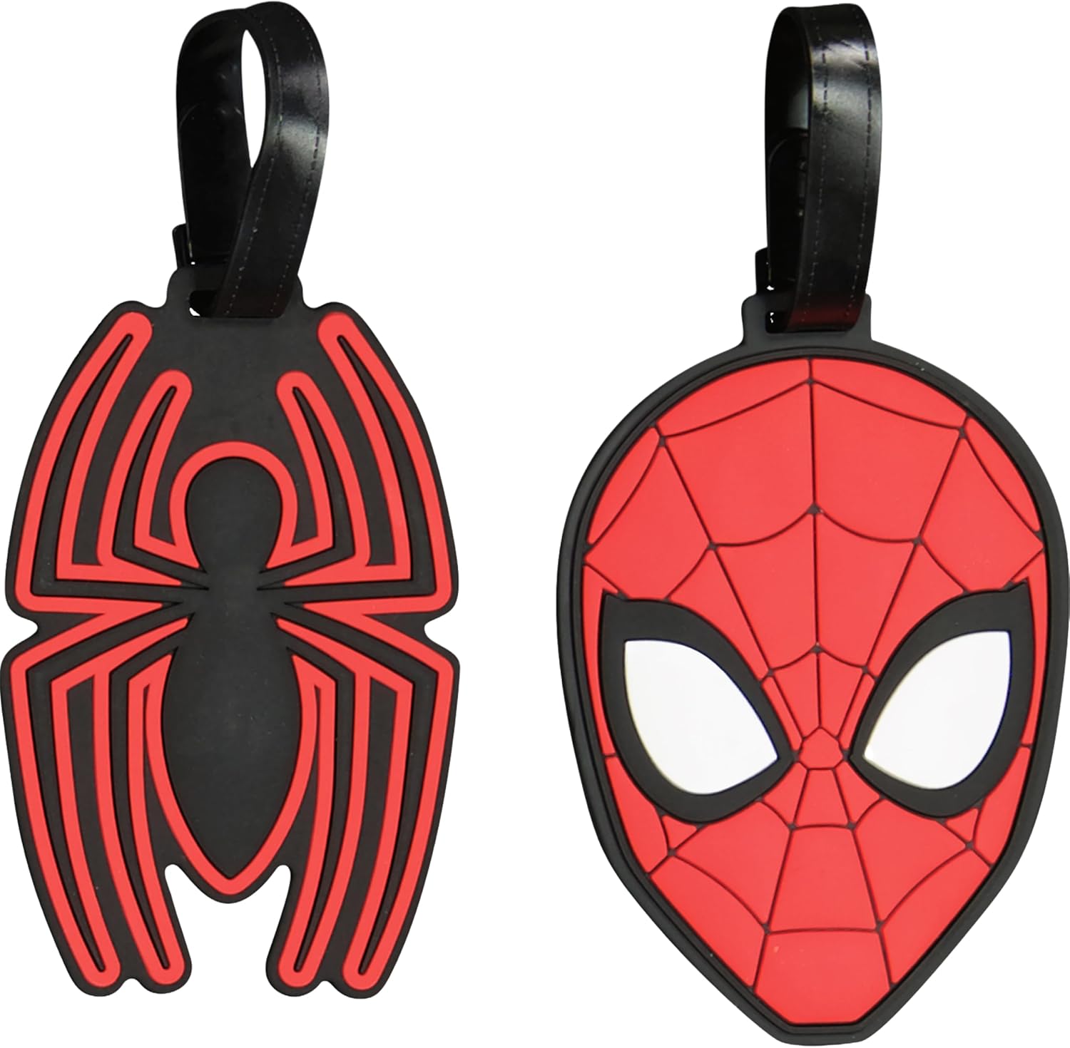 FUL Spider-Man 2-Piece Suitcase ID Tag Set with Adjustable Straps, Head, Multi, One Size