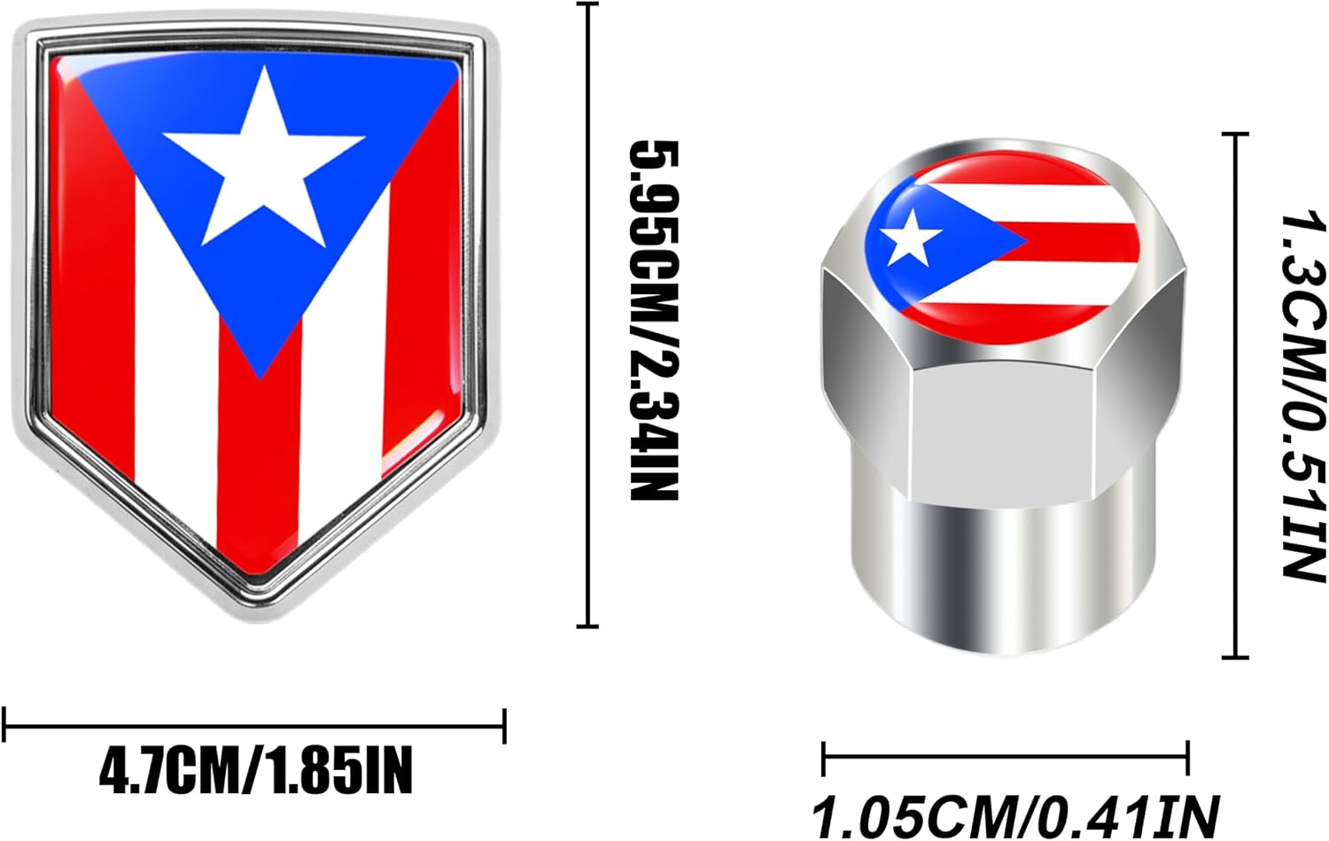2-Pack Puerto Rico Shield Decals & 4-Pack Valve Caps (Full Color) image 2