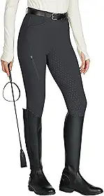 Calça feminina de silicone para equitação e bolso com zíper