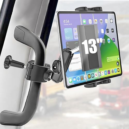 Soporte para tablet con mango de agarre para camionesautomóvil, abrazadera de montaje de tableta de brazo de metal a prueba de golpes para tractor,
