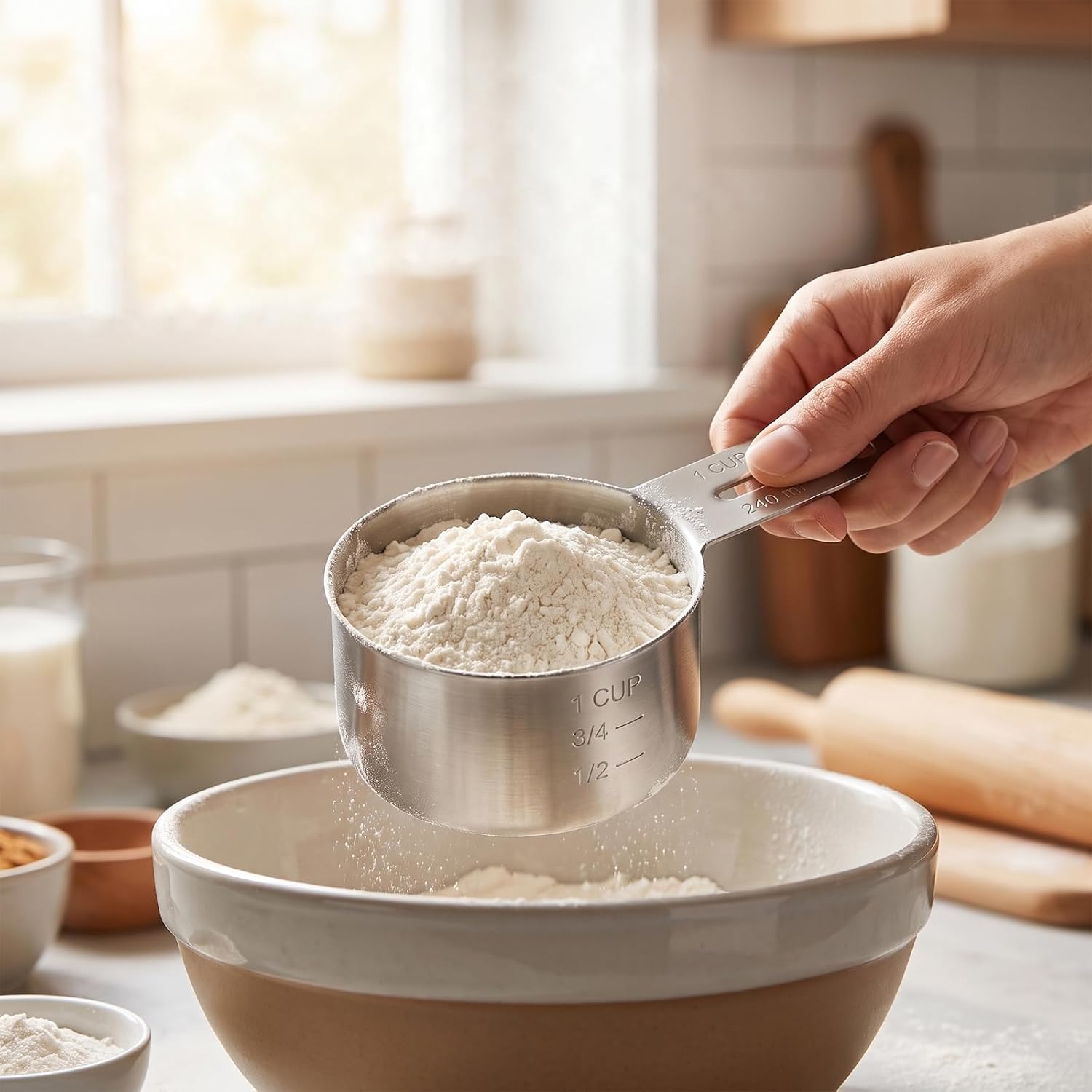 8oz Measuring Cup, Stainless Measuring Cups One Cup Scoop