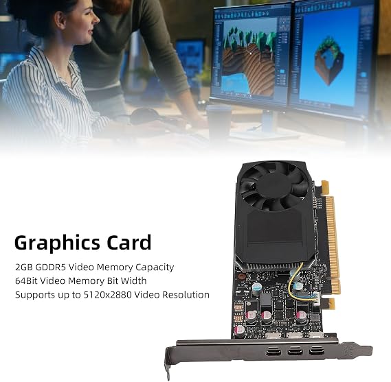 Bewinner P400 Professional Graphics Card 2GB GDDR5 64Bit Pascal Architecture PCI Express 3.0 X16 with Cooling Fan for 3D Modeling and Video Processing