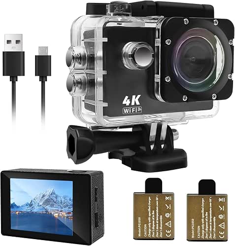 Action Camera 4K 30FPS, Waterproof Camera 30M Underwater Ultra HD