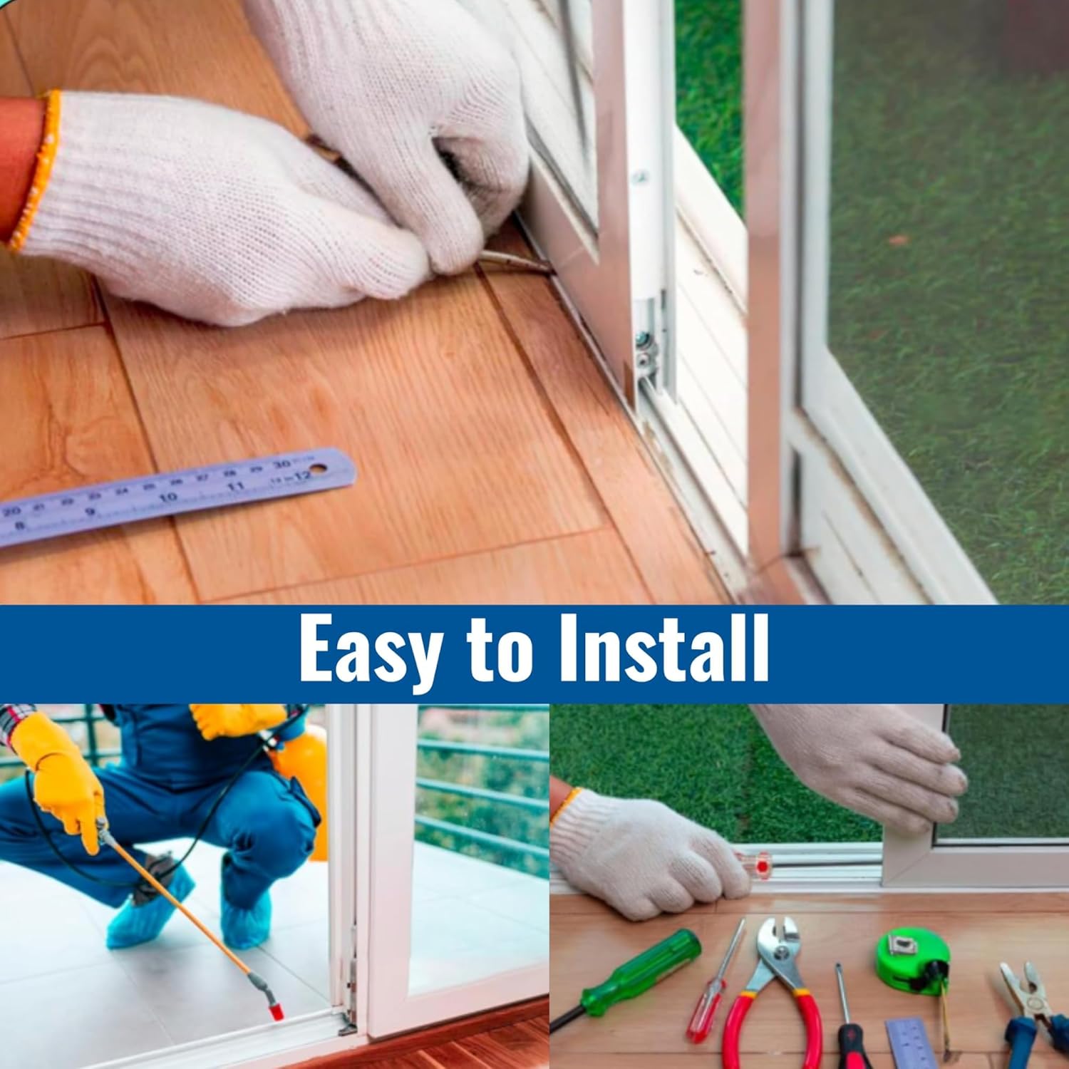 Vinyl Sliding Screen Door Track, Sliding Door Bottom Track Replacement, Patio Screen Door Repair Guide- White Vinyl (72 Inch, 3, Pack)