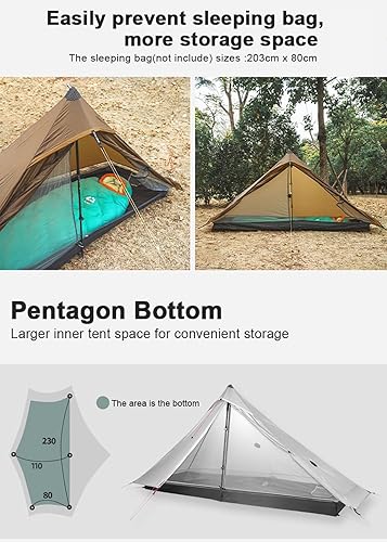 Miniatura 10 de 3F UL Gear Lanshan PRO Lanshan Tienda de campaña ultraligera Tienda de campaña ultraligera para 3 estaciones para 1 persona o 2 personas, camping,