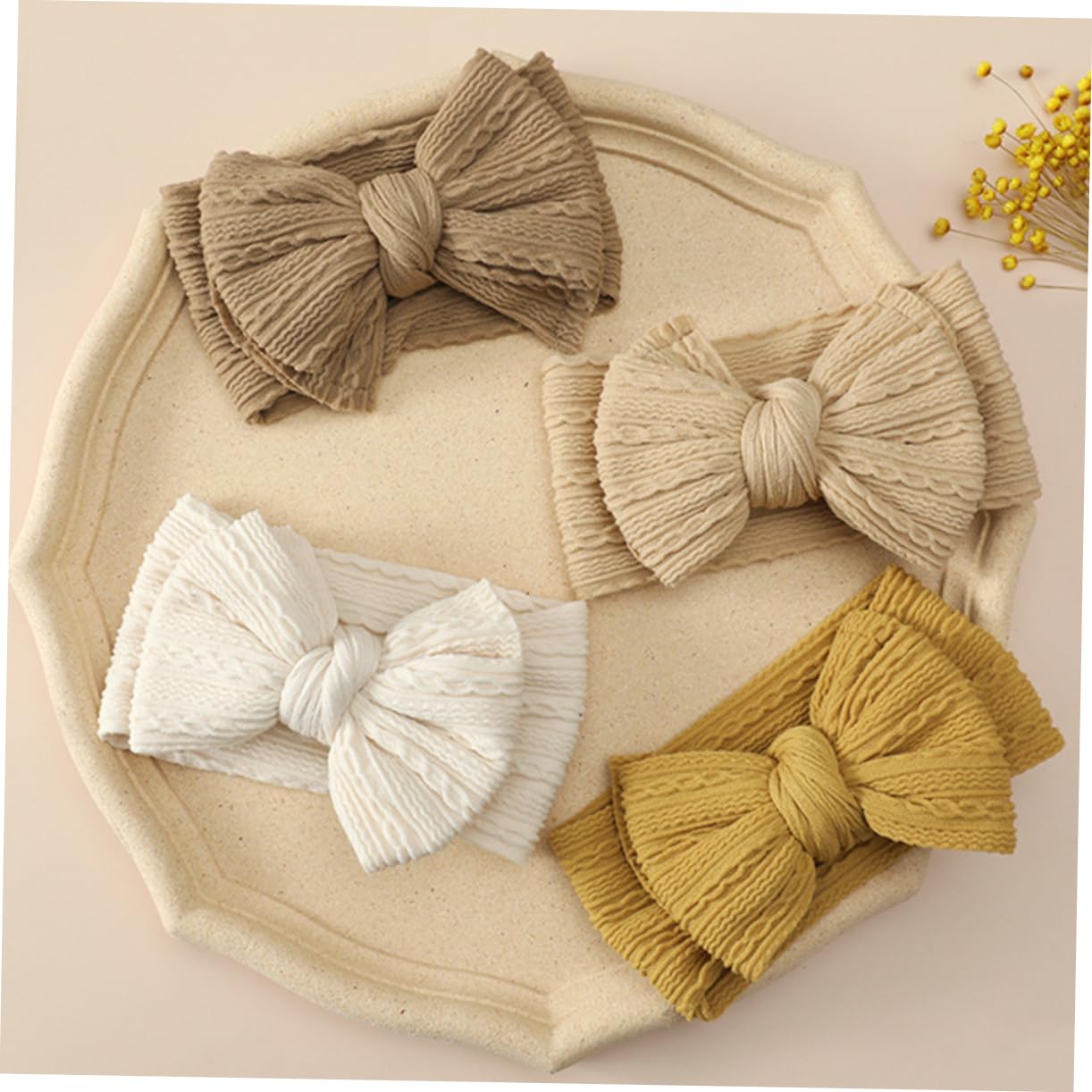 6pcs Soft Nylon Headbands with Bows Comfortable Hair Accessories for Newborn for Showers and Special Events