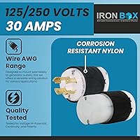 Vista 3 de Iron Box L14-30, conjunto de enchufe y conector para generadores 30 A de 125/250 vatios, 7500 vatios