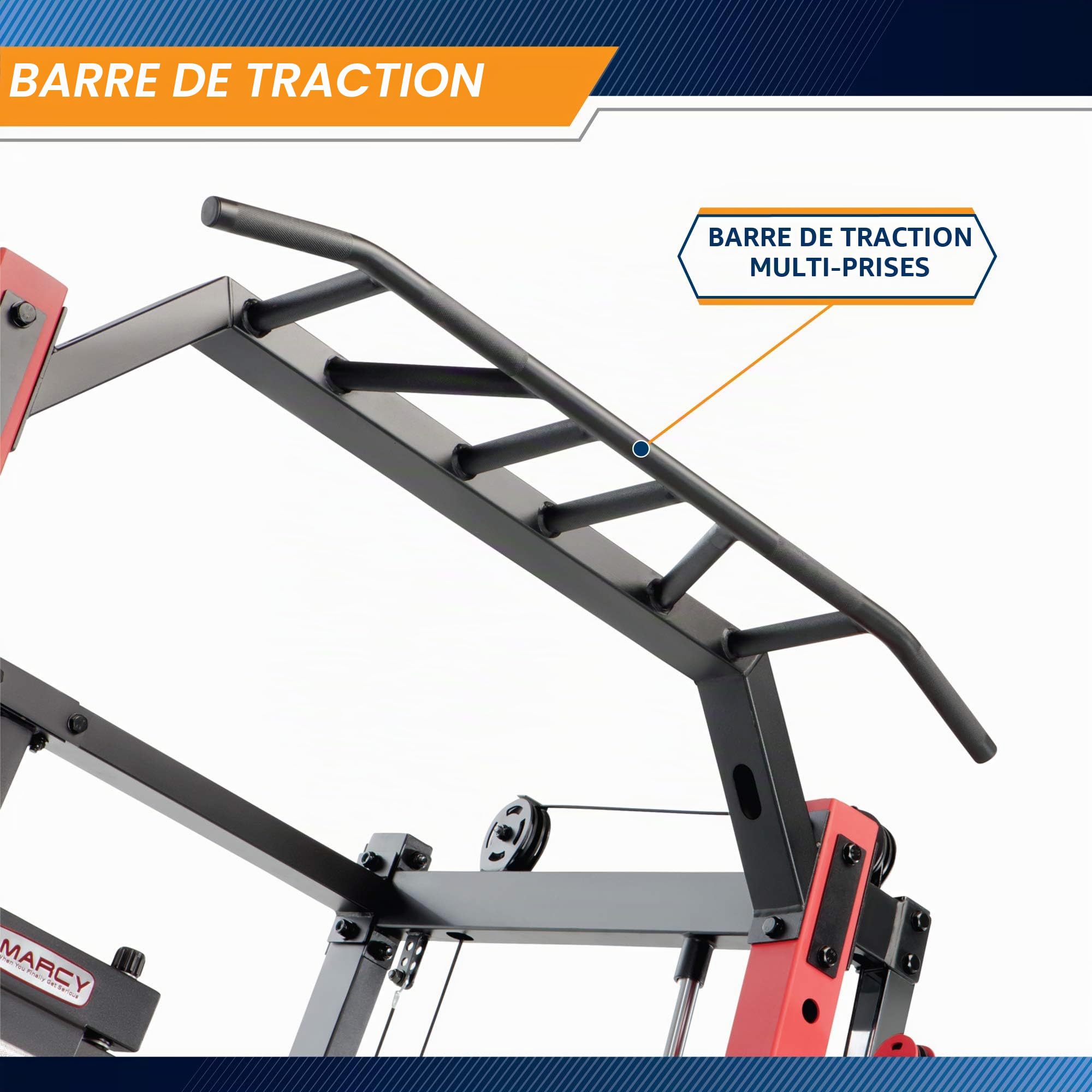MARCY Smith Machine Cage de musculation multifonction pour entraînement à domicile avec barre de traction autoportante et station de rotation