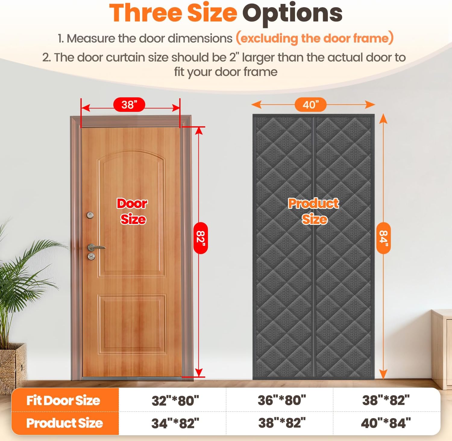 Magnetic Thermal Insulated Door Curtain for Winter, Fit Door Size 38'' x 82'' and Smart Car Air Freshener