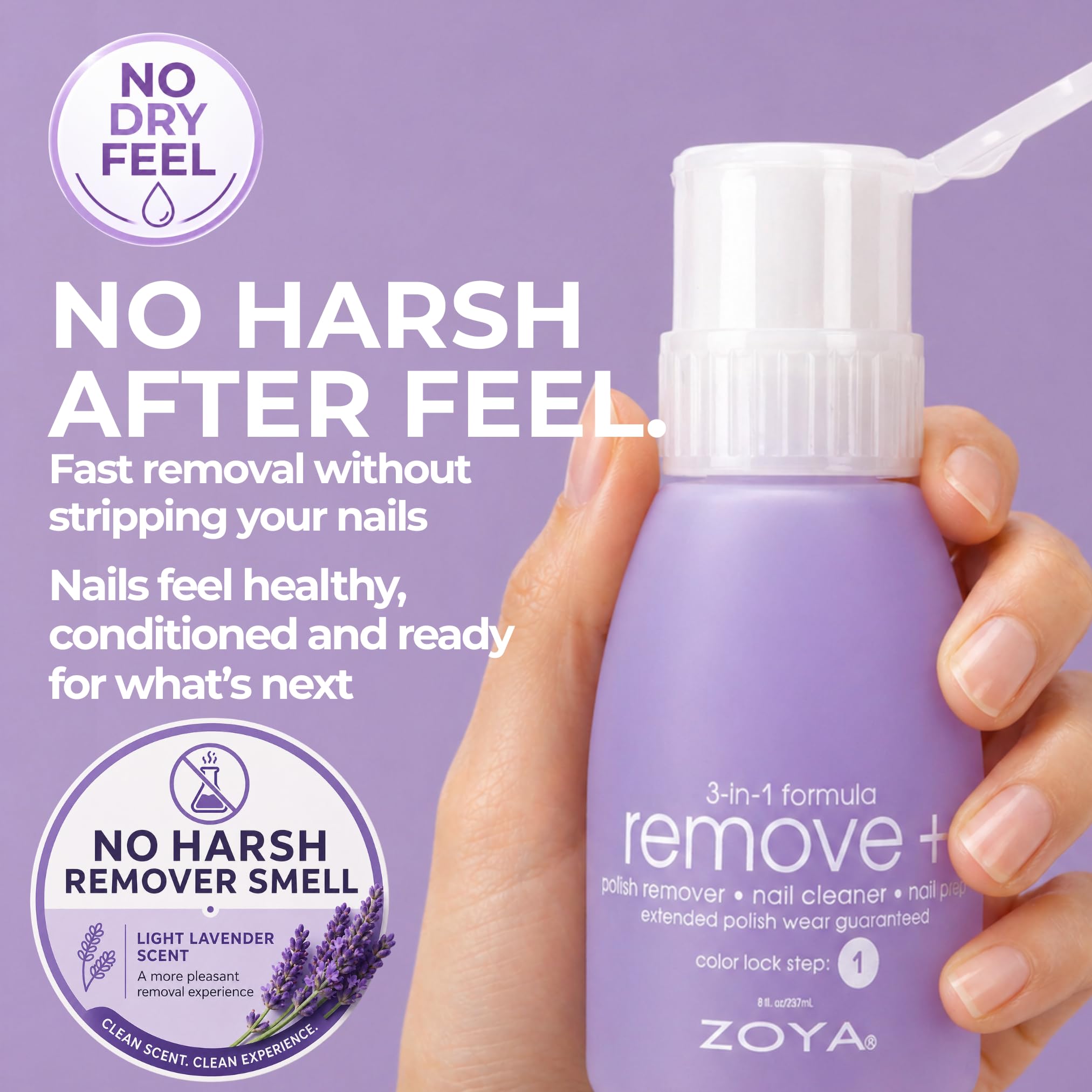 ZOYA Remove Plus 3 in 1 Formula zmywacz do paznokci, Środek do czyszczenia paznokci, 237 ml