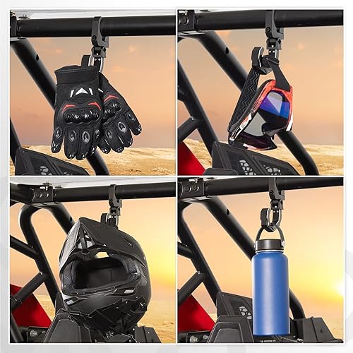 Miniatura 3 de KEMIMOTO Gancho enrollable para casco compatible con barra antivuelco de 1.6 a 2 pulgadas, colgador UTV de aluminio resistente para casco de
