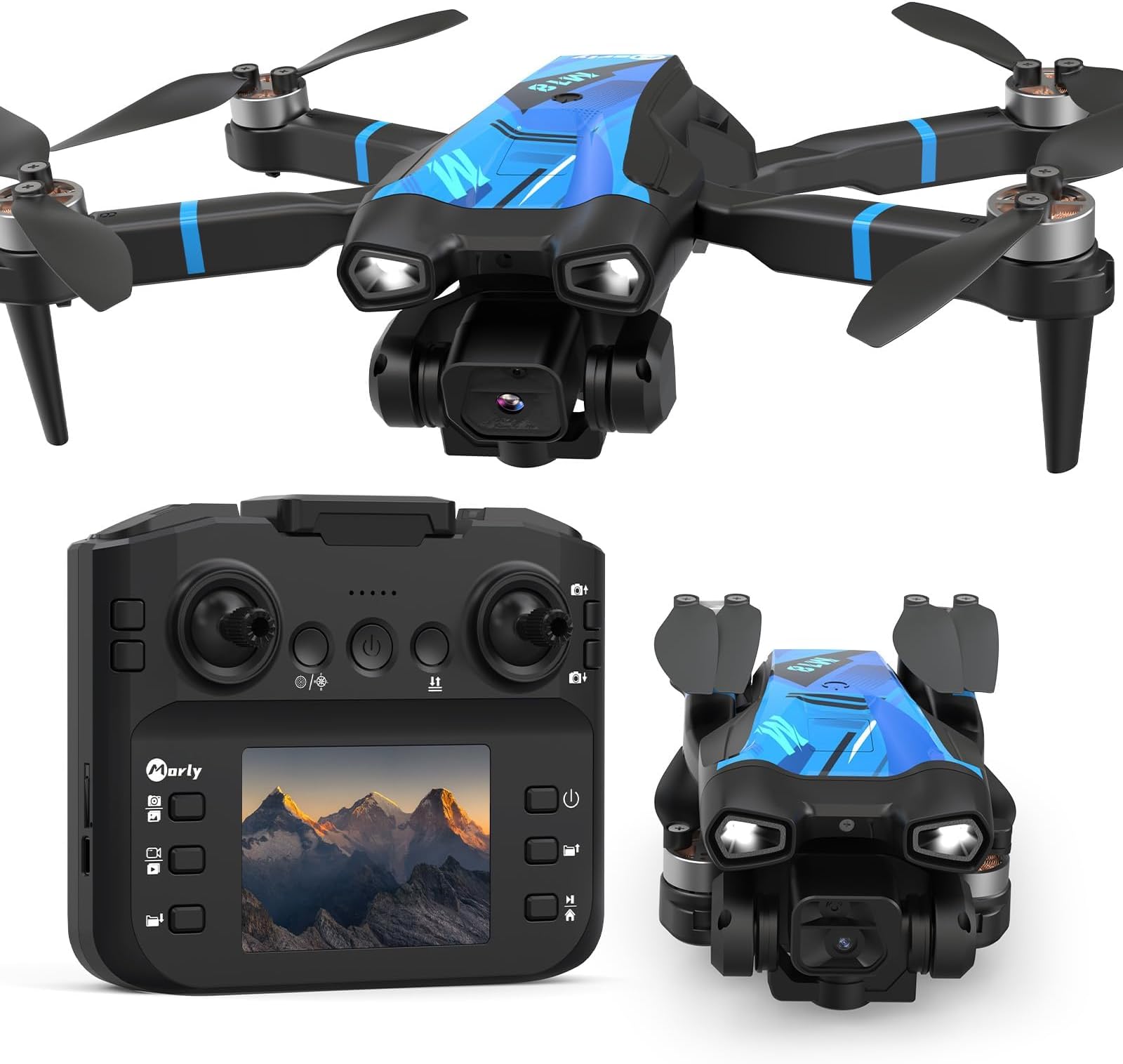 M18LCD Mini Drone with 1080P Camera 3D Wheels Foldable Design Rechargeable LCD Remote Control 3-Speed Settings RC Quadcopter for Beginners