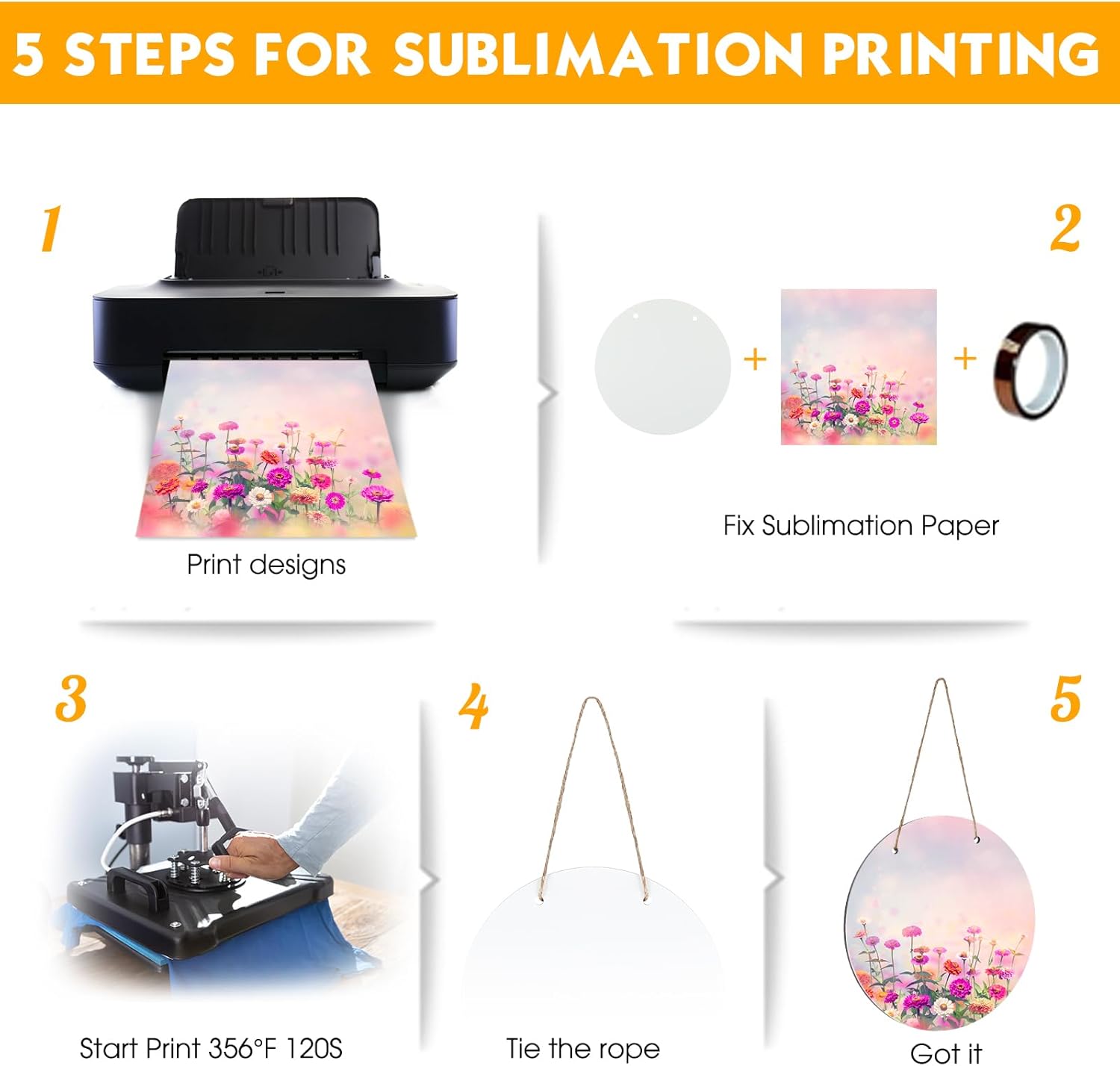 10 Pcs Round Sublimation Door Hanger Blanks Wall Hanging MDF Wood Blanks Unfinished Wooden Sign Circle Sublimation Sign with Rope for Heat Press Machine(12'' X 12'')