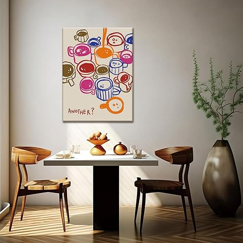 Miniatura 2 de WALLZK Póster enmarcado para pared, diseño de café con texto en inglés "Otro café", impresiones en lienzo de moda para cafetería, bar, pintura,