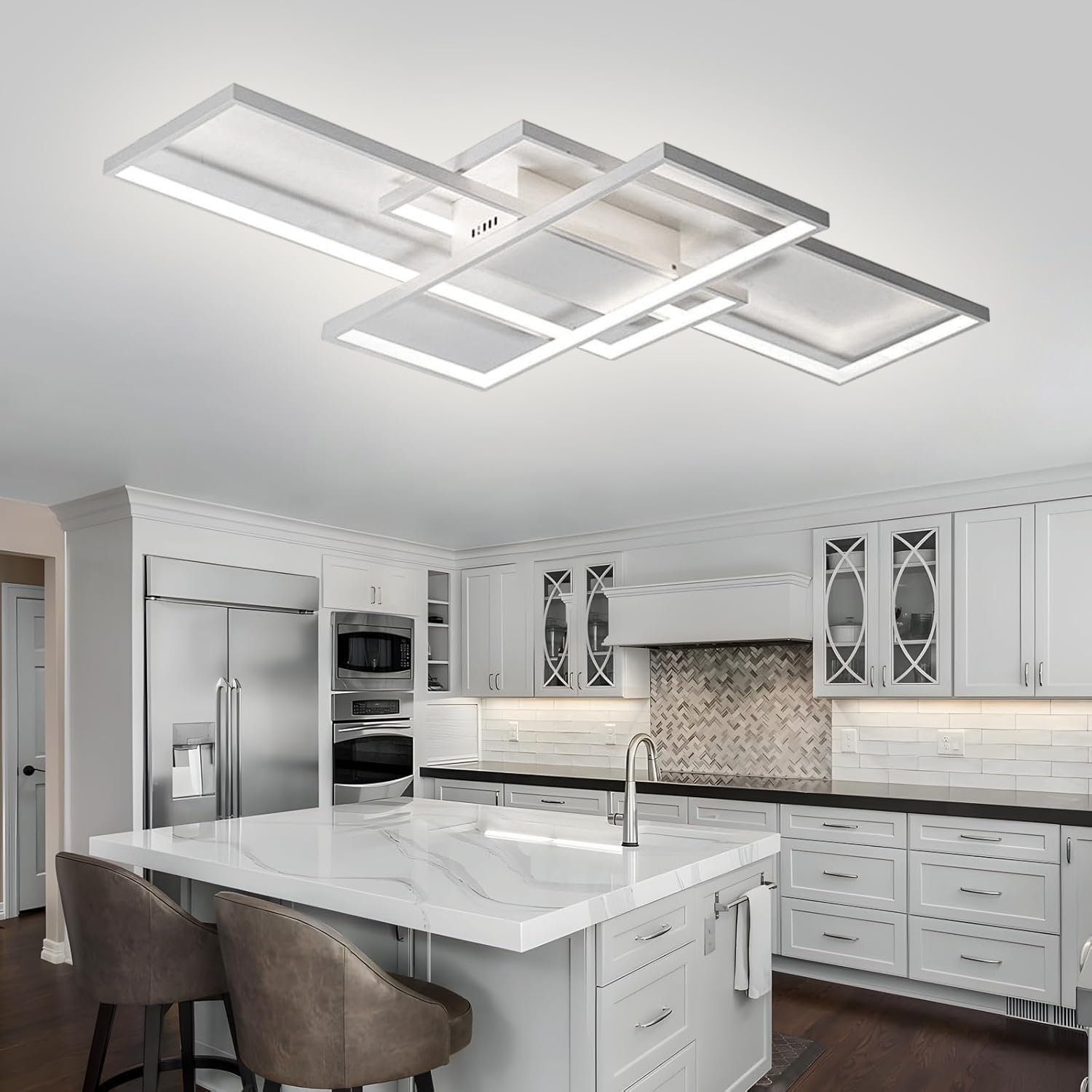 TYJY Plafoniera LED Soffitto 105W Dimmerabile, 140cm Lampadario Soggiorno | Moderno Plafoniera Bianco Rettangolare con Telecomando, 3000K-6000K, Funzione Memoria, per Soggiorno, Camera da Letto, Cucina