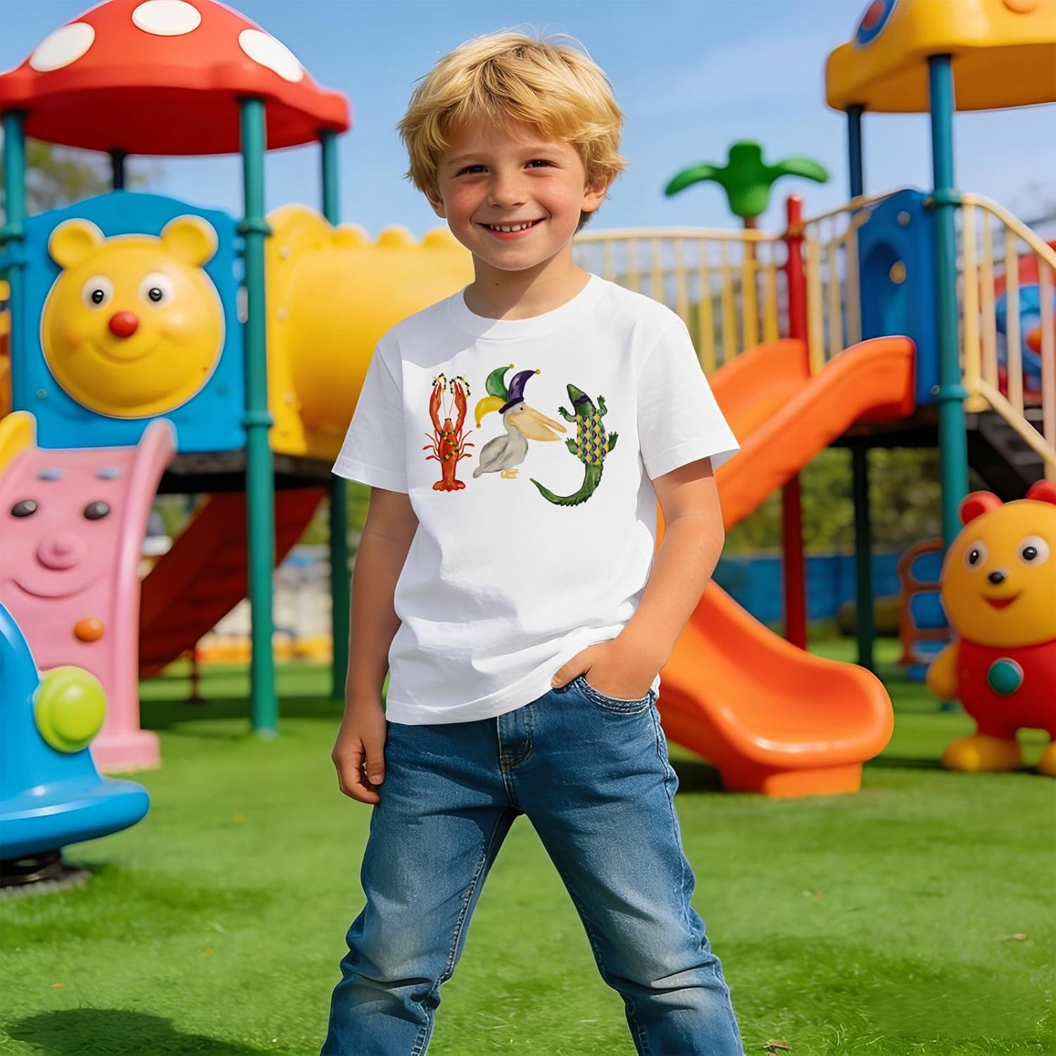 BOUTIKOME Toddler Boys Mardi Gras Shirts Funny Crawfish Pelican Alligator Fat Tuesday T-Shirt Mardi Gras Boys Gift T-Shirt - Image 3