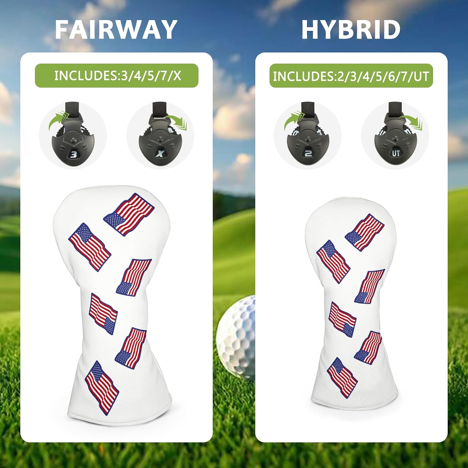 Golf Club Head Covers for Men Women, PU Leather Golf Headcover for Driver Fairway Wood and Hybrid, Funny Golf Accessories image 3