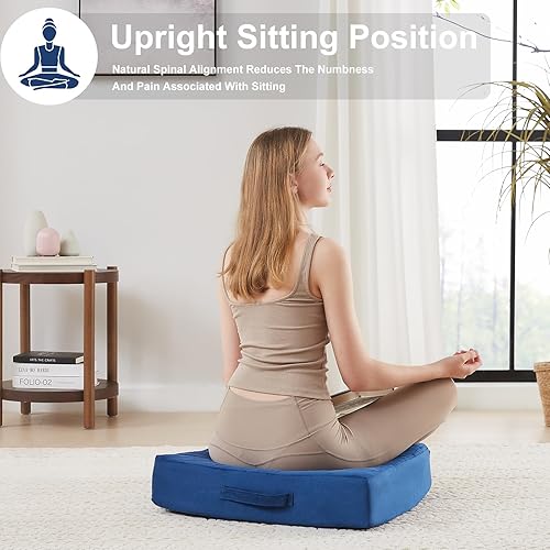 Miniatura 5 de JKMAX 2 almohadas de espuma de alta densidad para el suelo, almohadas grandes mejoradas para adultos, cojín de suelo para exteriores con funda suave