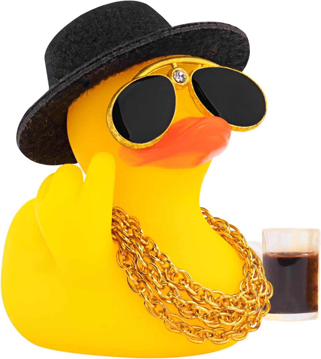 wonuu Rubber Duck Car Ornament Funny Office Gifts Cool Car Accessories Decorations Quirky Decor, Mid-Finger Brown Beer