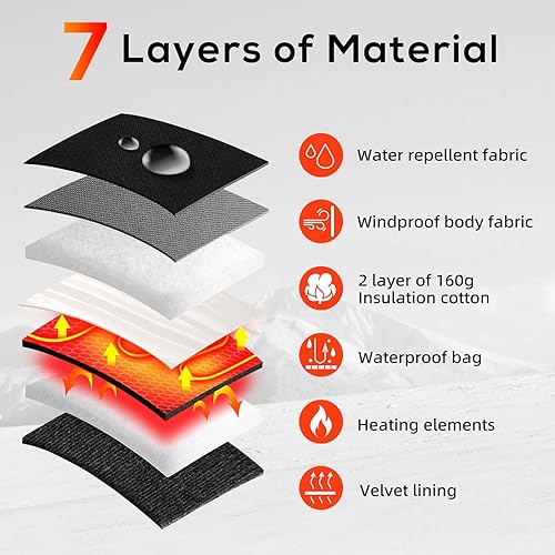 Miniatura 4 de Guantes térmicos para hombres y mujeres, batería de 7.4 V, 22.2 Wh, guantes térmicos recargables, para pantalla táctil, impermeables, eléctricos,