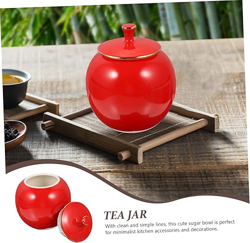 Miniatura 5 de Angoily Tarros herméticos de cerámica con tapas, azucarero con tapa, tarros de caramelo con tapas, tarros de caramelo de cerámica, tarro de hojas de