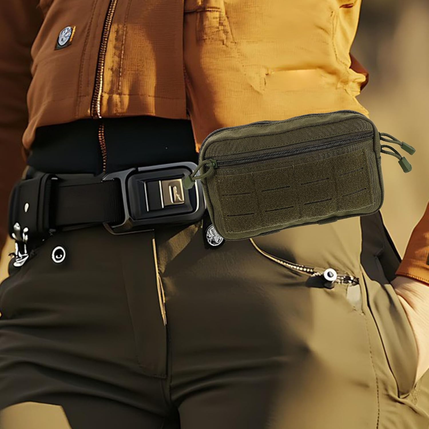 Multifunctional Outdoor Waist Pack Military Green Hiking Fanny Pack with Multi-compartment Storage Lightweight Camping Travel Medicine Pouch for Men