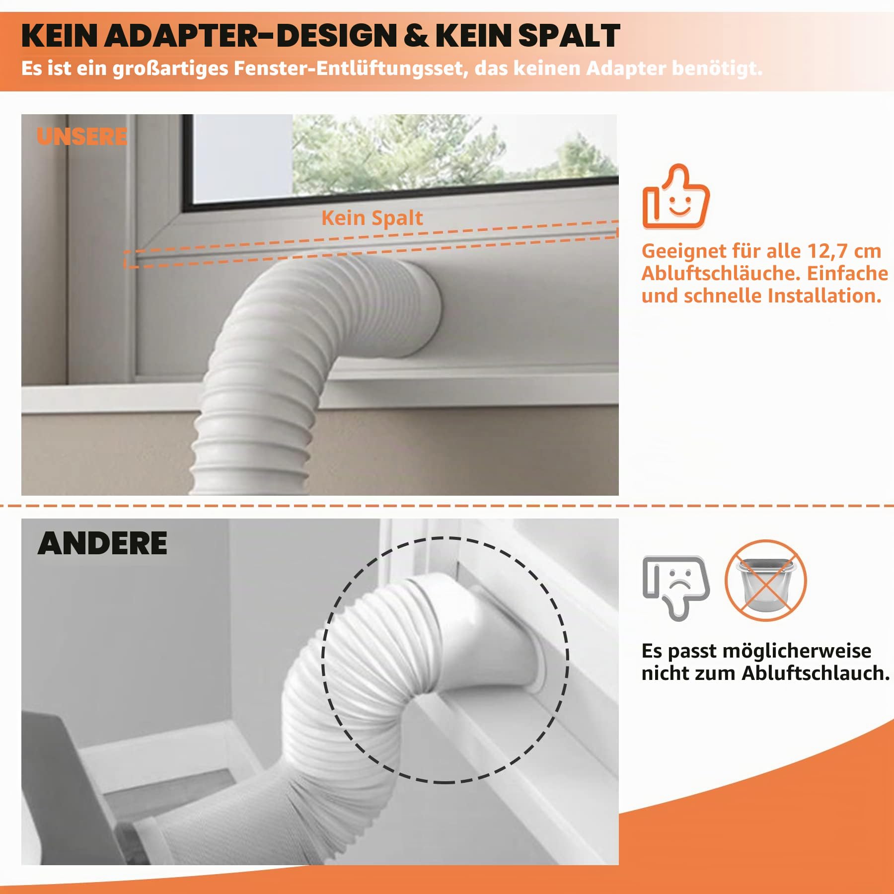 GCGOODS Tragbares Fensterdichtungsplatten-Set für Abluftschlauch, 12,7 cm Durchmesser, 3 verstellbare bewegliche Wechselstrom-Fenster mit Kunststoffschutz