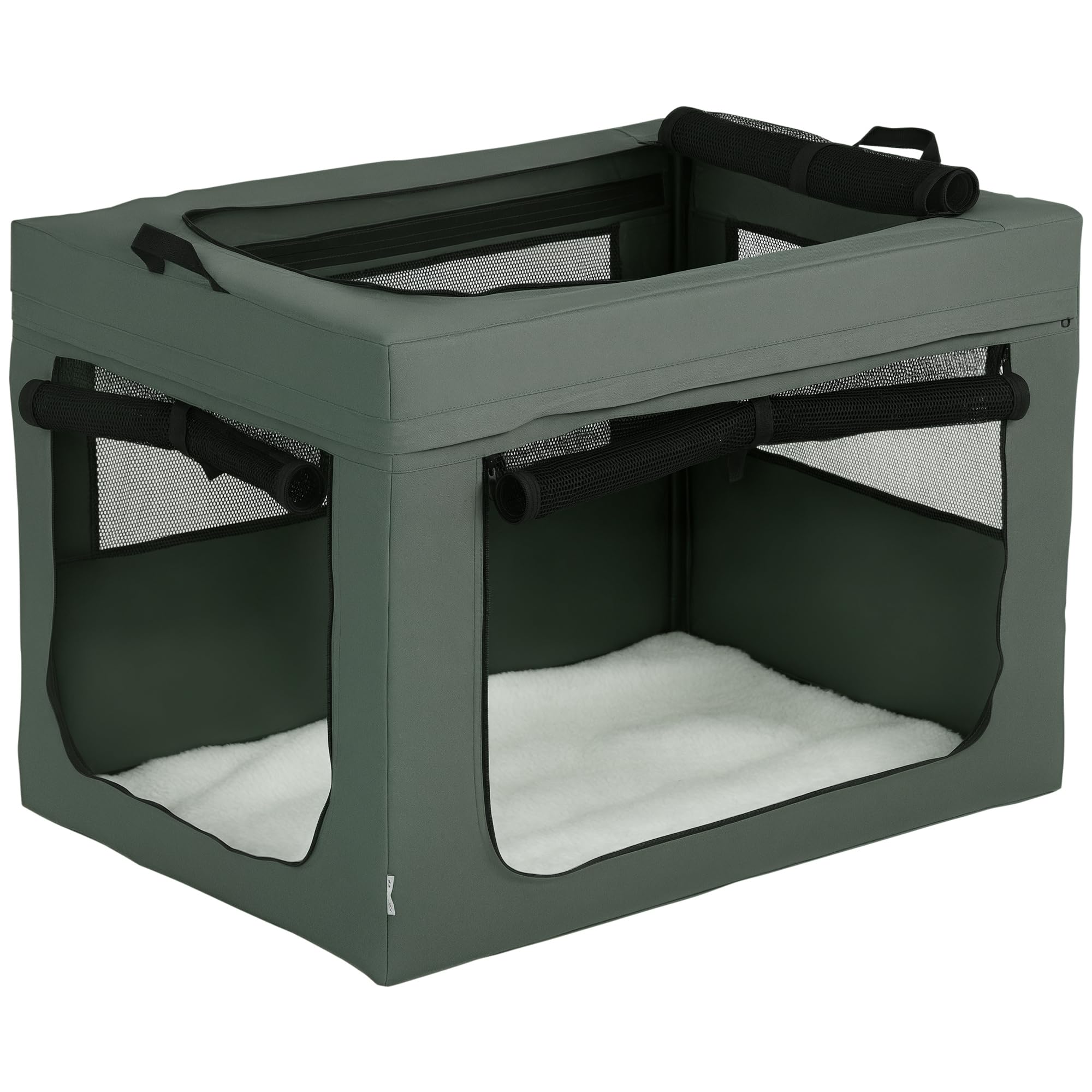 PawHut Opvouwbare transporttas voor huisdieren, met handgreep, opening aan de bovenkant, netstof (grijs, zwart, 89,5 x 62,5 x 62,5 x 62,5 h cm PawHut Opvouwbare transporttas voor huisdieren, met handgreep, opening aan de bovenkant, netstof (grijs, zwart, 89,5 x 62,5 x 62,5 x 62,5 h cm